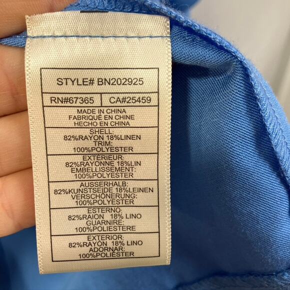 Steve Madden Women's Baldwin Blazer L Blue Rayon Linen Spring 90's Boxy Relaxed - Picture 12 of 16